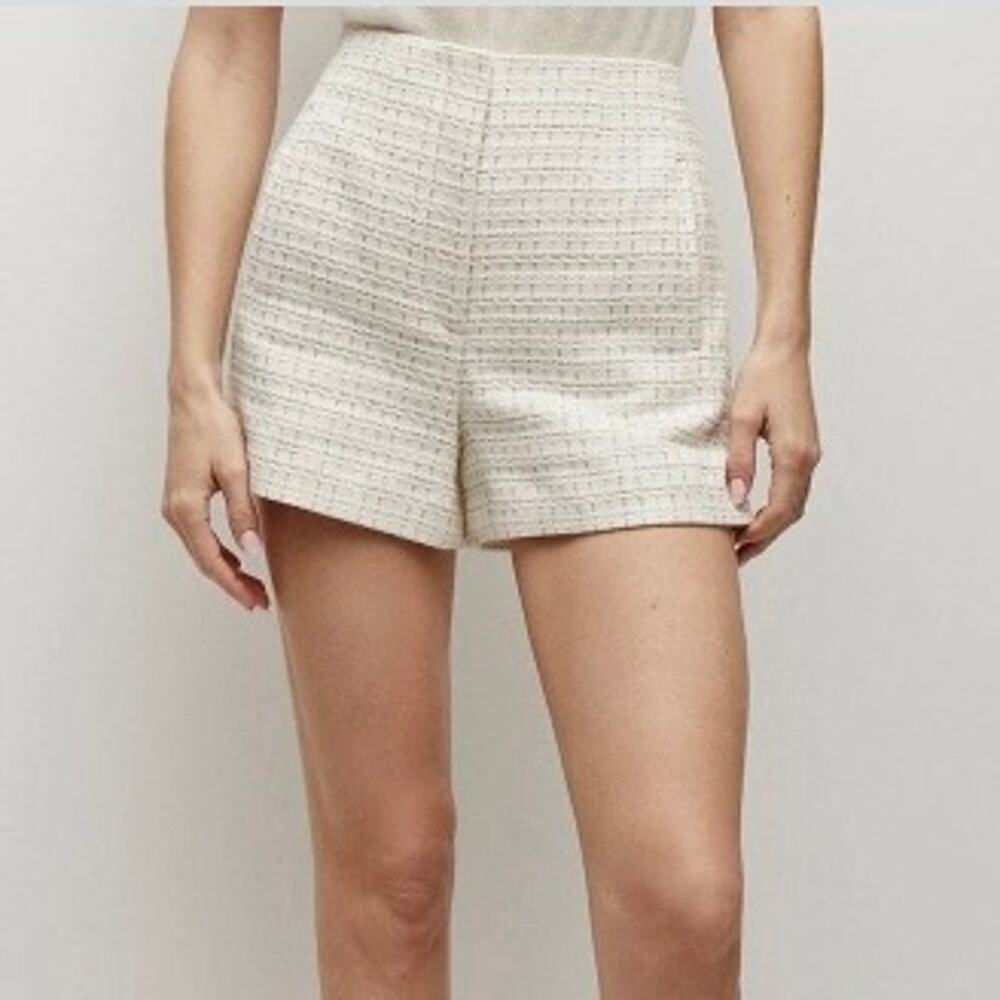Veronica Beard Jazmin Cotton Tweed Shorts Ivory Multi Size XS High Waisted